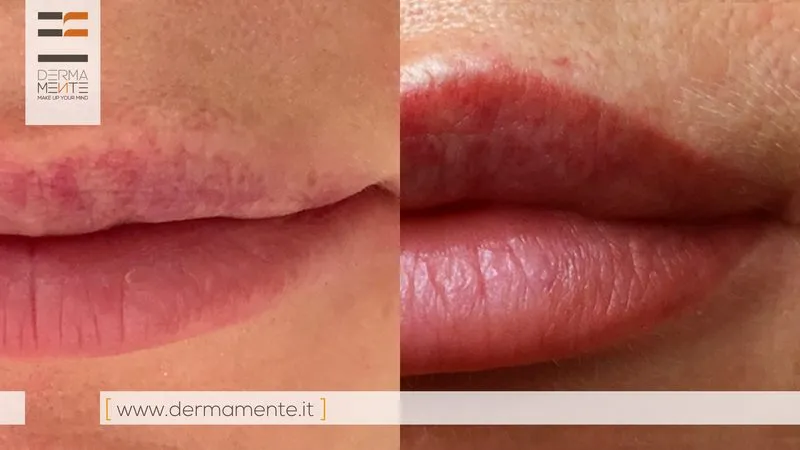 Trucco semipermanente labbra Roma prima e dopo - lip blush naturale