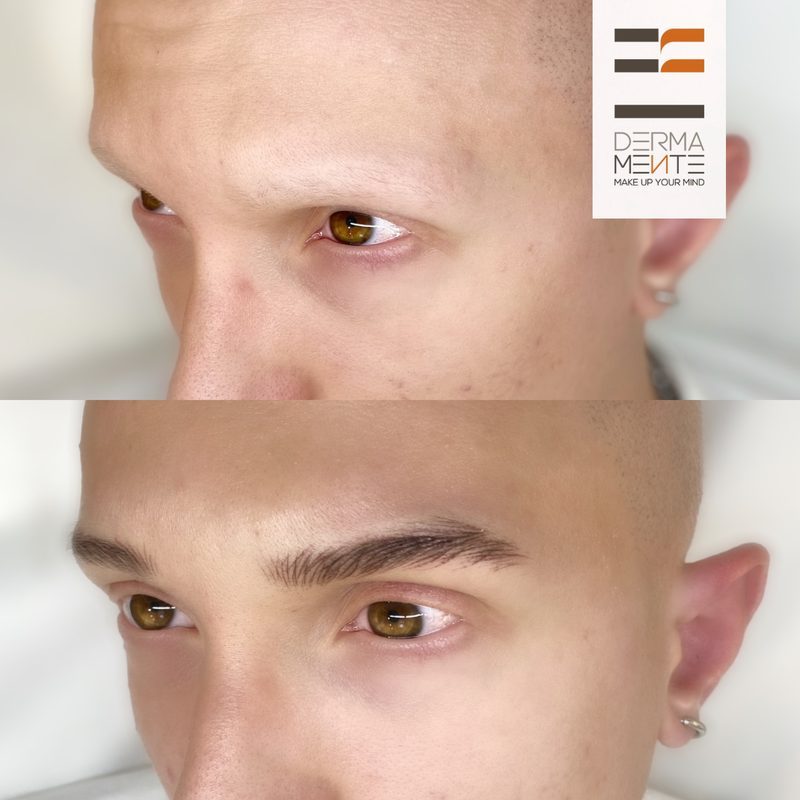 Sopracciglia prima e dopo trucco permanente Roma
